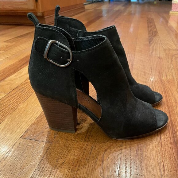 Lucky Brand Black Suede Peep Toe Bootie - Picture 1 of 6